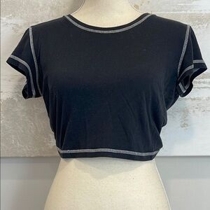 Sundown by Splendid Black Crop Top with Contrast Stitching size medium